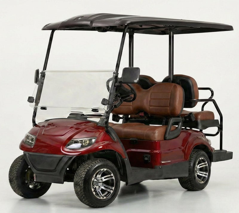 EPIC 2+2 Non-Lifted Electric Golf Cart with Lithium Battery 105Ah & Standard Tires | 4-Seater LSEV (Red) - Image 1